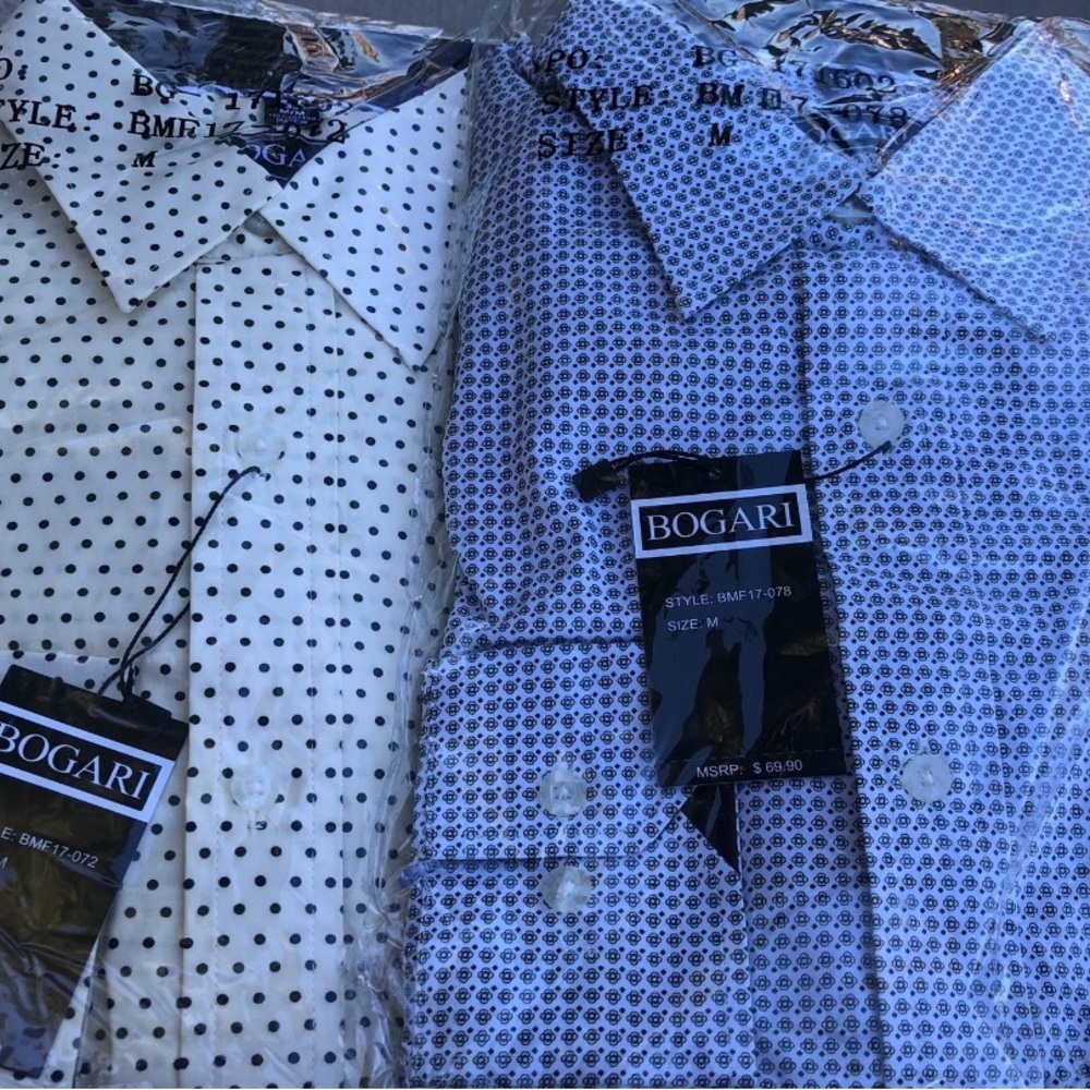 NWT Lot of 2 Bogari Men’s dress printed pattern shirts size: 16 1/4 - 35